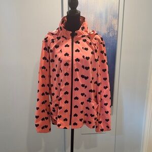 HeartSoul Pink Heart Patterned scrub Jacket With Detachable Hood.